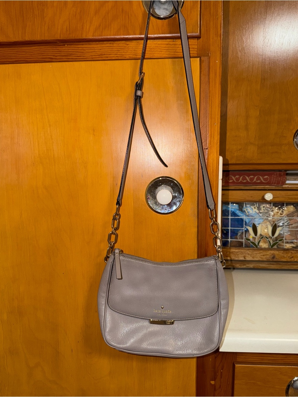 kate spade lavender leather crossbody with chain-link strap